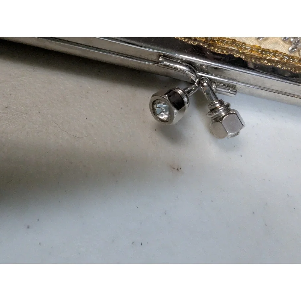 M.S.‎ Collections Beaded Floral Evening Clutch Purse Gold Tone Kiss Lock Frame - Picture 13 of 15